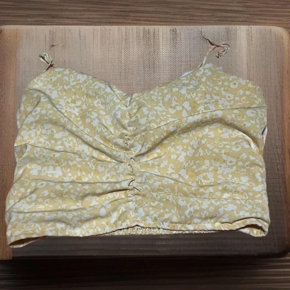 Abercrombie & Fitch Yellow Ruched Crop Camisole